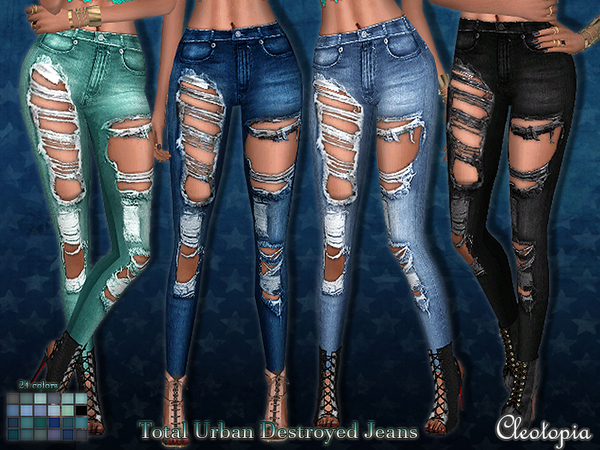 Sims 4 Total Urban Destroyed Jeans by Cleotopia at TSR
