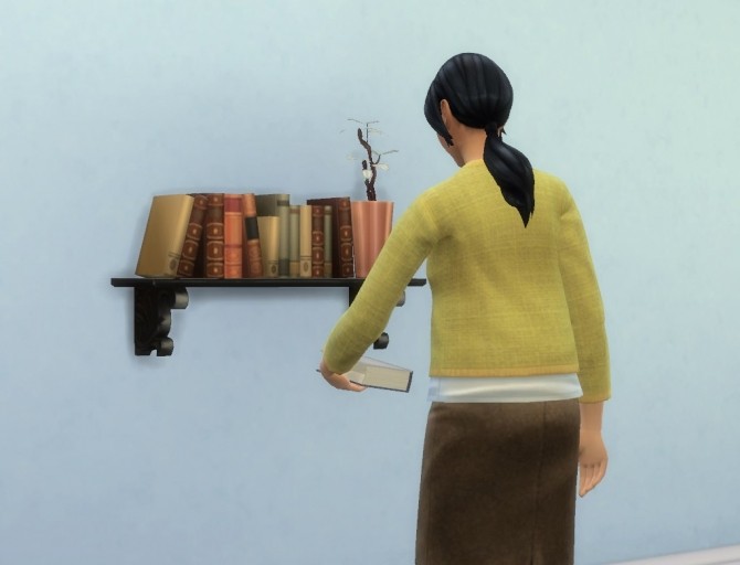 Sims 4 Rustic Wall Bookshelf by plasticbox at Mod The Sims