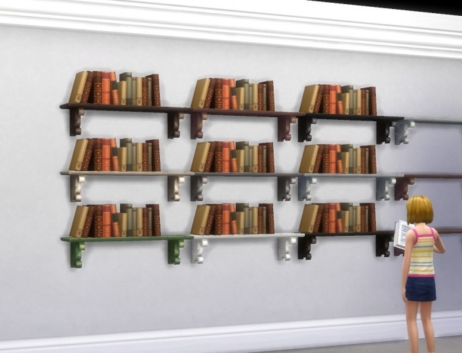 Sims 4 Rustic Wall Bookshelf by plasticbox at Mod The Sims