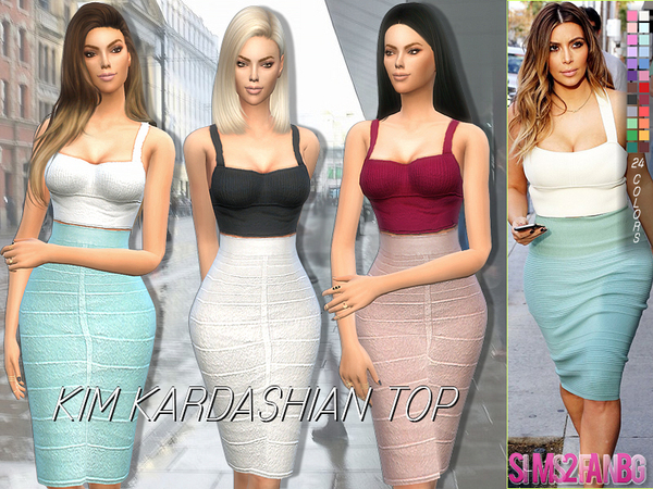 Sims 4 Kim Kardashian Top by sims2fanbg at TSR