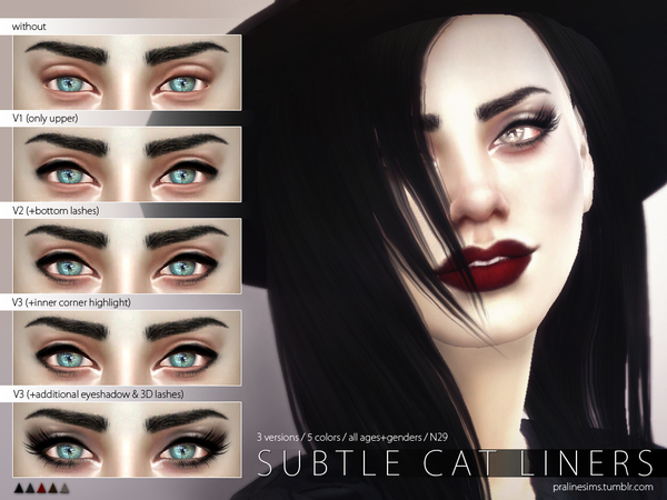 Sims 4 Subtle Cat Liners N29 by Pralinesims at TSR