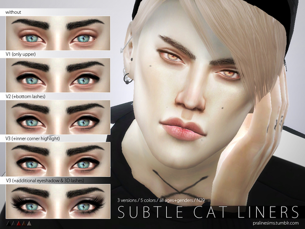 Sims 4 Subtle Cat Liners N29 by Pralinesims at TSR