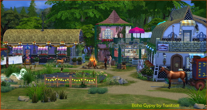 Sims 4 Boho Gypsy lot at Tanitas8 Sims