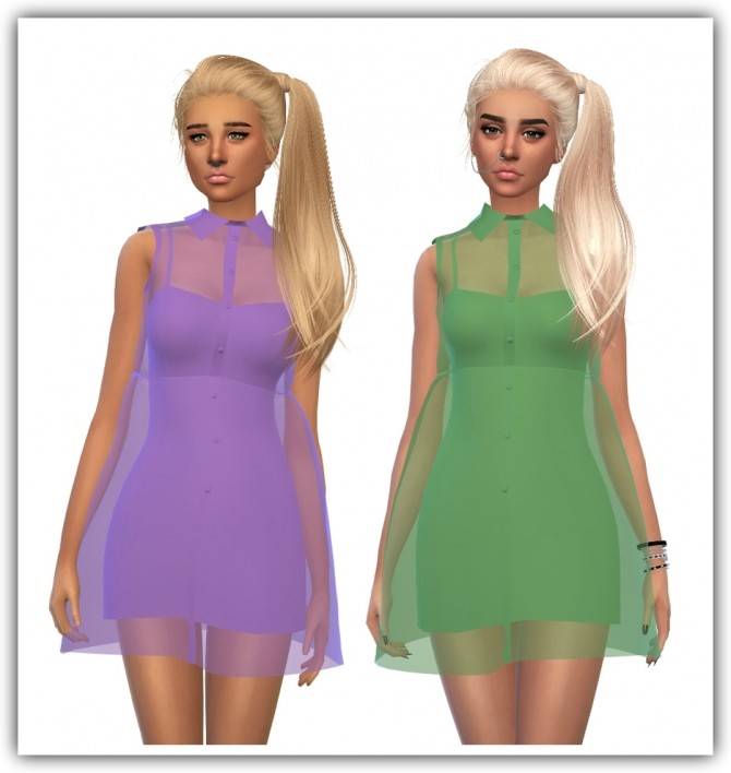 Sims 4 See Through Button Up Dress Recolors by maimouth at SimsWorkshop