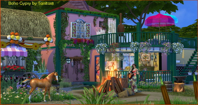 Sims 4 Boho Gypsy lot at Tanitas8 Sims