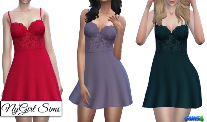 Sims 4 Lace Corset Flare Dress at NyGirl Sims