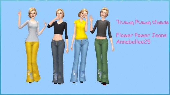 Sims 4 Maxis Match Flower Power Jeans by Annabellee25 at SimsWorkshop