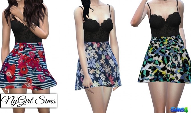 Sims 4 Lace Corset Flare Dress at NyGirl Sims