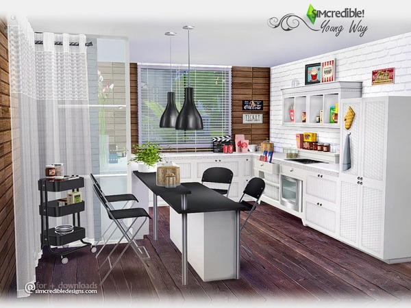 Sims 4 Young Way Kitchen by SIMcredible! at TSR