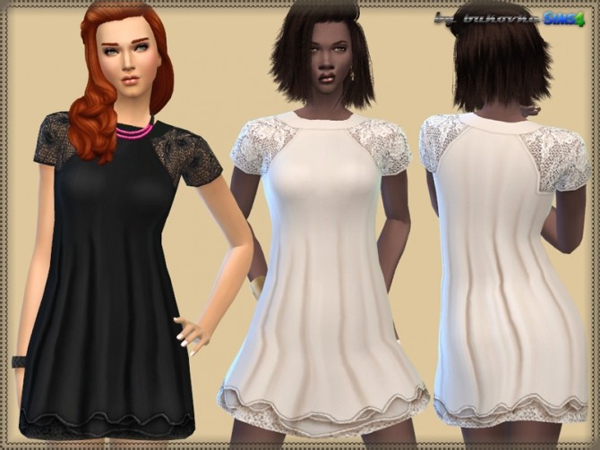 Sims 4 Dress Lace Raglan at Bukovka