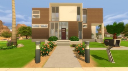 Wood Modern house CC Free by Evairance at Mod The Sims