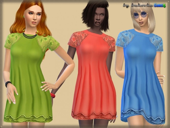 Sims 4 Dress Lace Raglan at Bukovka