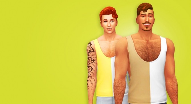 Sims 4 Muscle Tank Top (Half Colored) by OhYeahAmaral at SimsWorkshop