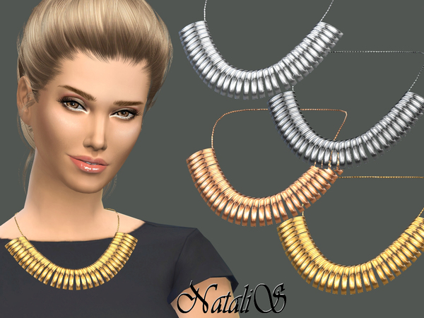 Sims 4 Curved plates necklace by NataliS at TSR