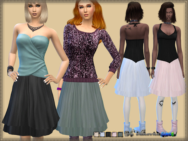 Sims 4 Skirt Chiffon at Bukovka