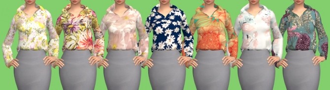 Sims 4 Tucked Shirt with Print at Tukete