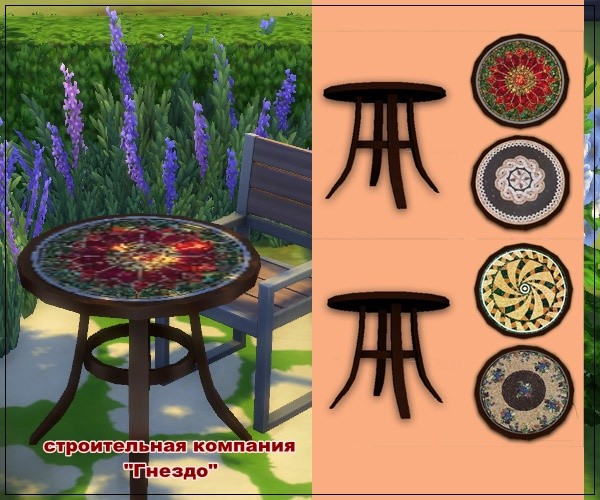 Sims 4 Mosaic 01 garden table at Sims by Mulena