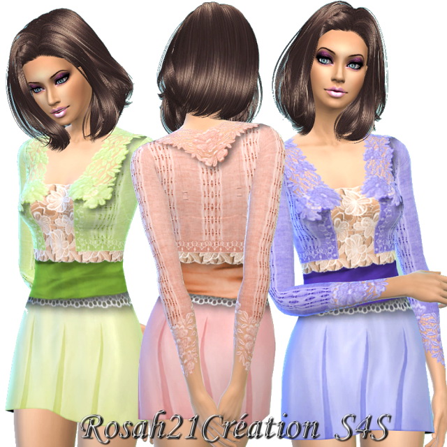 Sims 4 Mademoiselle printemps outfit by Rosah21 at Sims Dentelle
