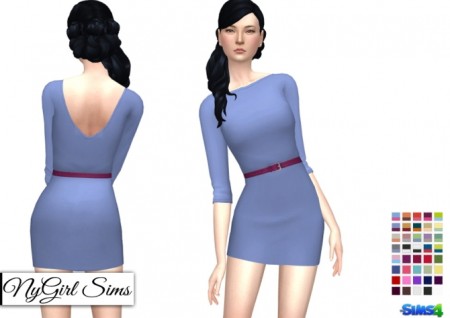 Three Quarter Sleeve Belted Mini Dress at NyGirl Sims » Sims 4 Updates