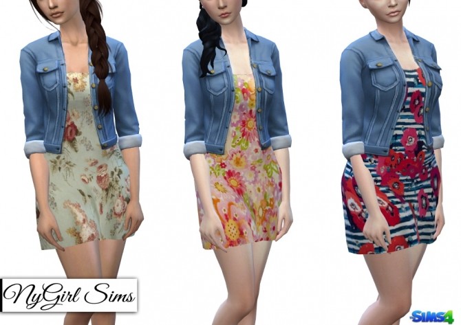Sims 4 Spring Dress with Denim Jacket at NyGirl Sims