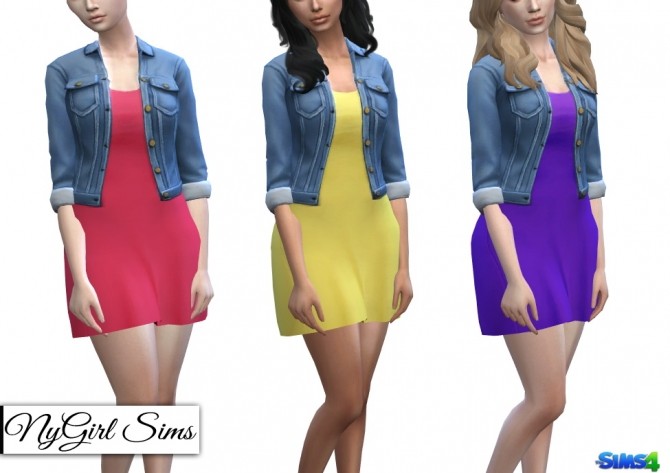 Sims 4 Spring Dress with Denim Jacket at NyGirl Sims