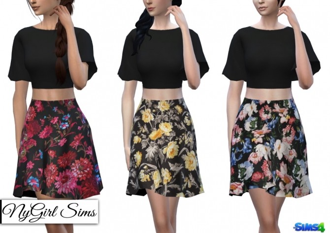 Sims 4 Two Piece Dark Floral Dress at NyGirl Sims