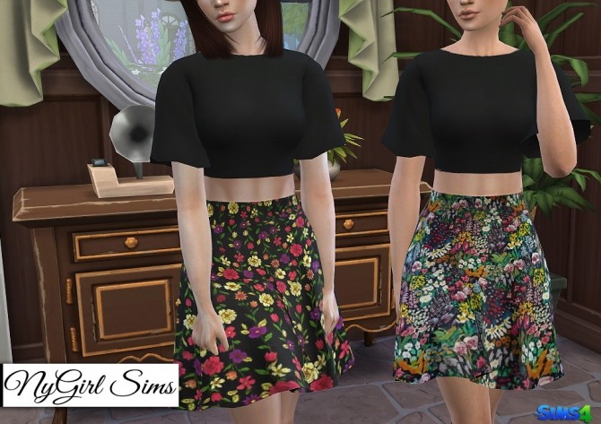 Sims 4 Two Piece Dark Floral Dress at NyGirl Sims