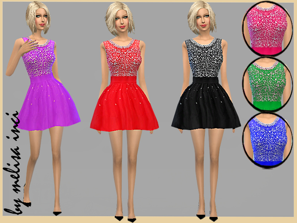 Sims 4 Shimmering Short Dress by melisa inci at TSR