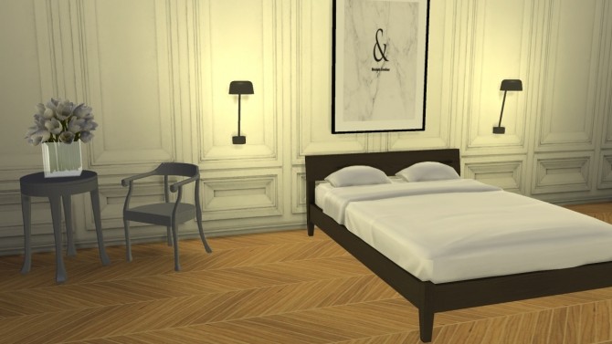 Sims 4 Lean Wall Lamp + Raw Chair and Side Table at Meinkatz Creations