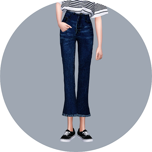 Sims 4 Cropped Flare Jeans at Marigold