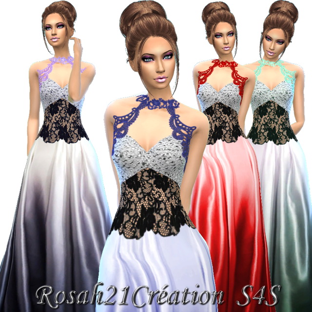 Sims 4 Silky satin and lace dress at Sims Dentelle