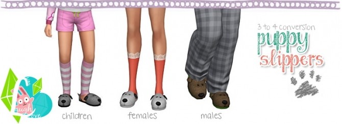 Sims 4 Puppy Slippers at SimLaughLove