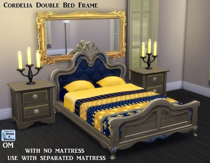 Sims 4 Cordelia double bed frame mattress free at Sims 4 Studio