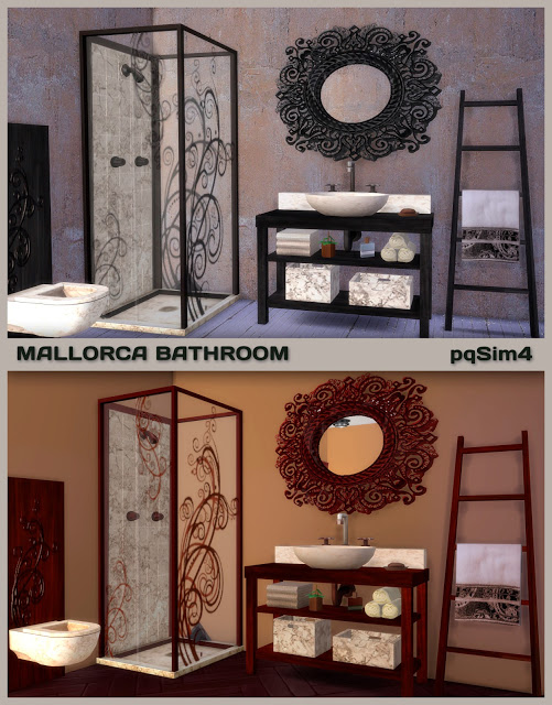 Sims 4 Mallorca Bathroom by Mary Jiménez at pqSims4