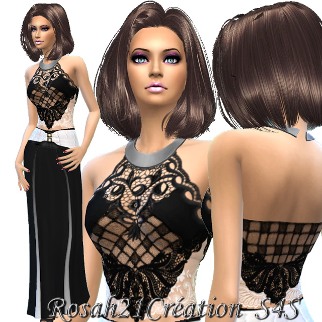 Sims 4 Long skirt & lace top by Rosah21 at Sims Dentelle