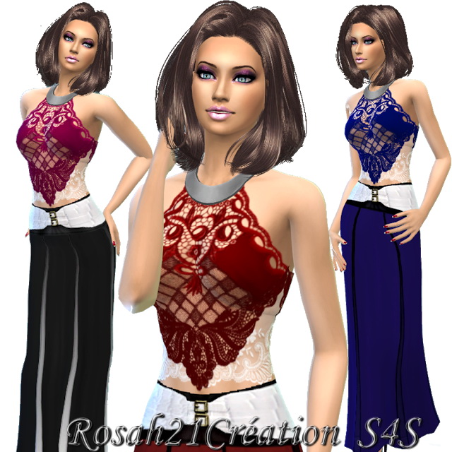 Sims 4 Long skirt & lace top by Rosah21 at Sims Dentelle