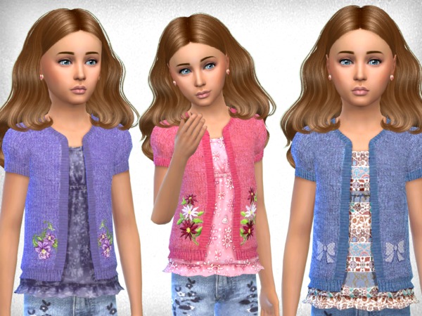 Sims 4 Girls Cardigan Tops by SweetDreamsZzzzz at TSR