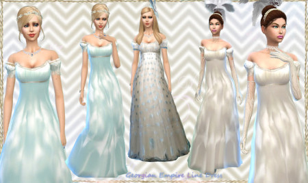 Neoclassic Georgian Historical Long Dresses at Mythical Sims