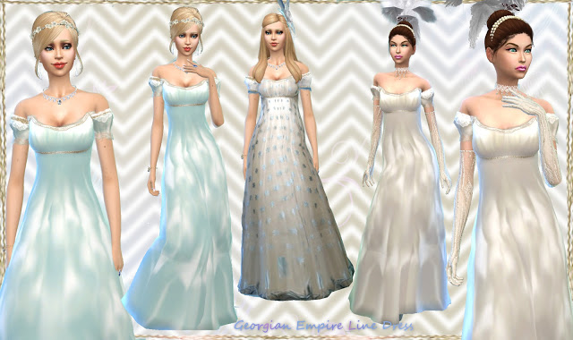 Sims 4 Neoclassic Georgian Historical Long Dresses at Mythical Sims