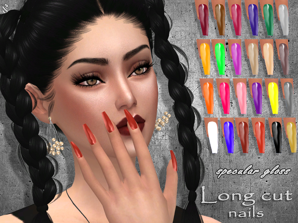 Sims 4 Long cut nails by Sintiklia at TSR