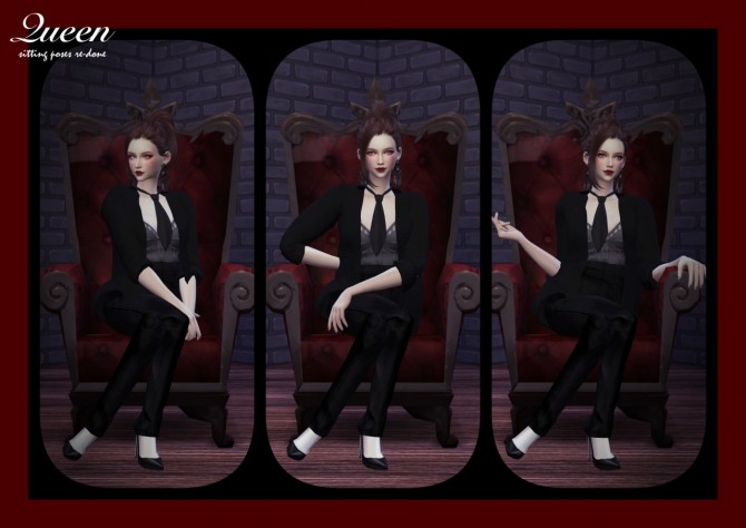 Sims 4 Queen Sitting Poses Set Re edited at Flower Chamber