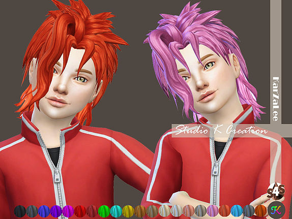 Sims 4 Animate hair 47 JOJO for kids at Studio K Creation