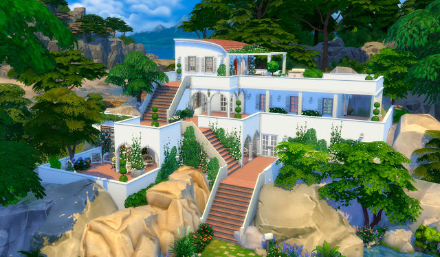 Sims 4 Amoblada Mediterranean Villa by Mary Jiménez at pqSims4
