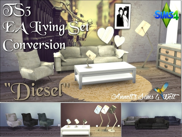 Sims 4 TS3 EA Living Set Diesel Conversion at Annett’s Sims 4 Welt