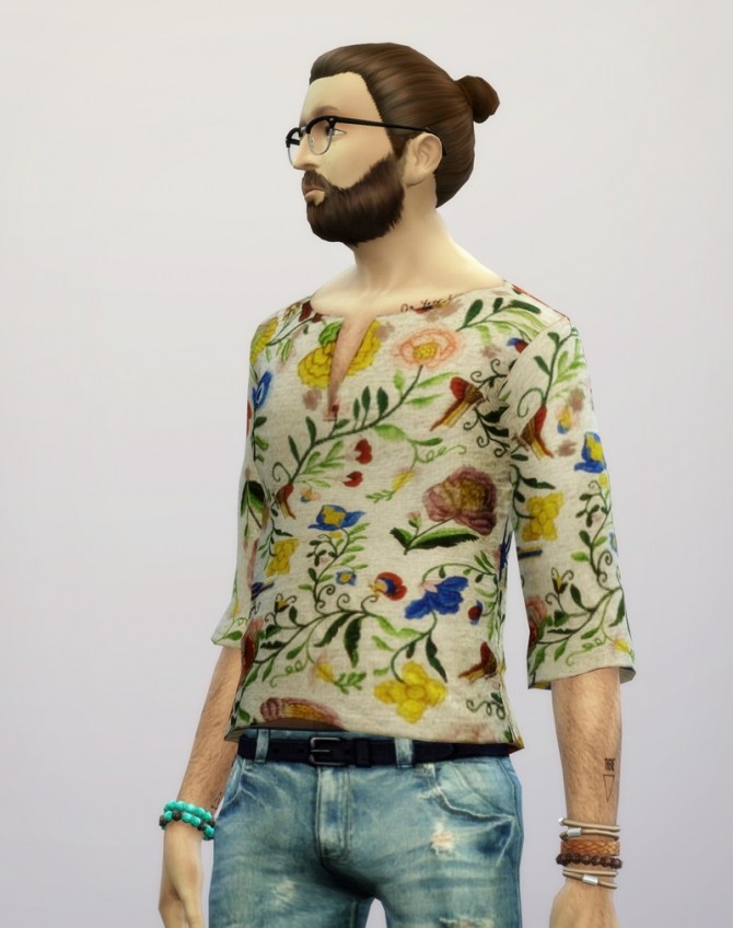 Sims 4 Over fit T shirt M shape neck 20 colors at Rusty Nail