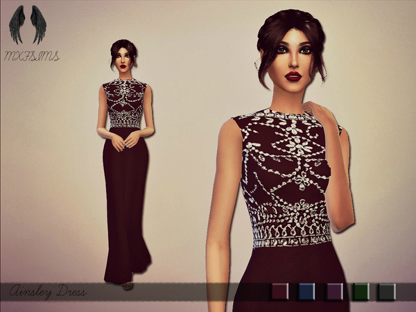 Sims 4 Ainsley Dress by mxfsims at TSR