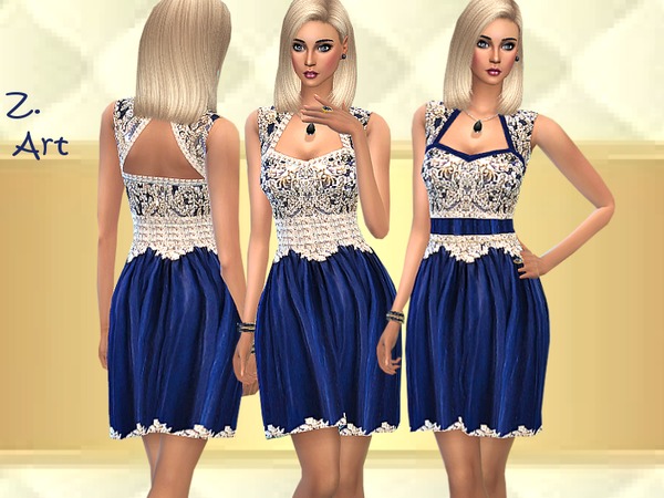 Sims 4 Royal Blue dress by Zuckerschnute20 at TSR