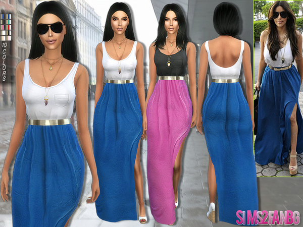 Sims 4 Kim Kardashian dress with side cutout by sims2fanbg at TSR