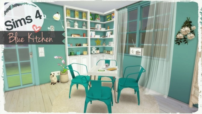 Sims 4 Blue Kitchen at Dinha Gamer