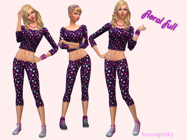 Sims 4 Floral Full outfit by Serenapinky at TSR